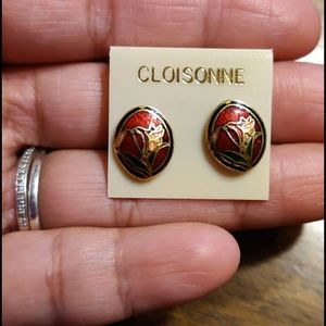Vintage cloisonné stud earrings
